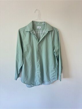 Calvin Klein Slim Fit Sage Green Button Down Shirt | 100% Cotton Large (16-16.5)